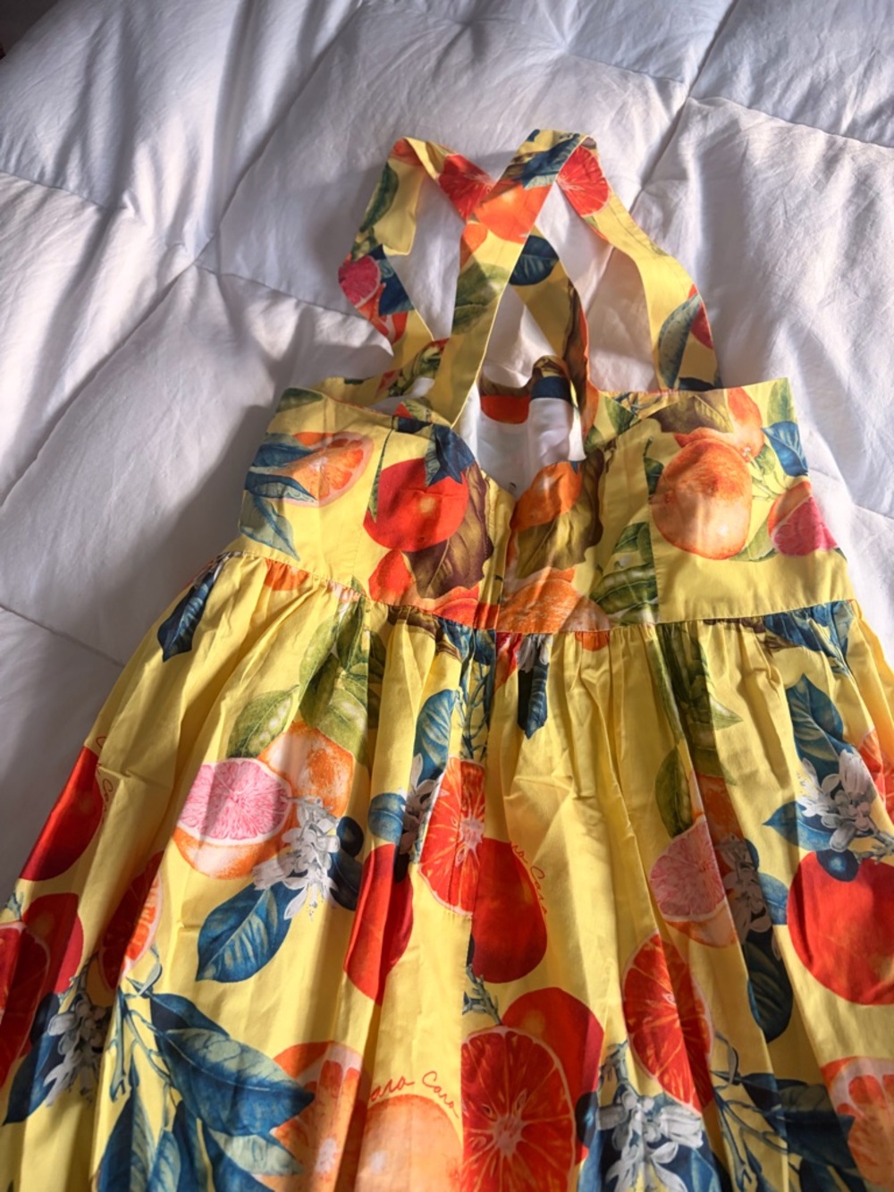 Cara Cara Yellow Tropical Fruit Print Sundress - Picture 5 of 6
